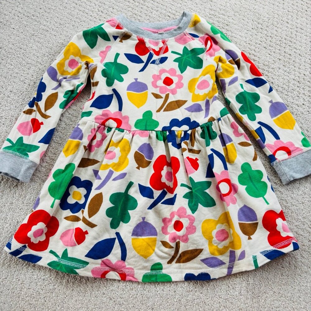 Mini Boden floral fall sweatshirt dress